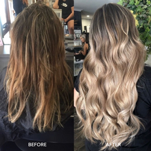 ash blonde and light brown halo hair extension