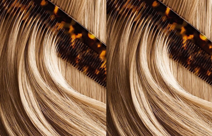 blonde hair cuticles being brushed through with a sitting pretty comb 