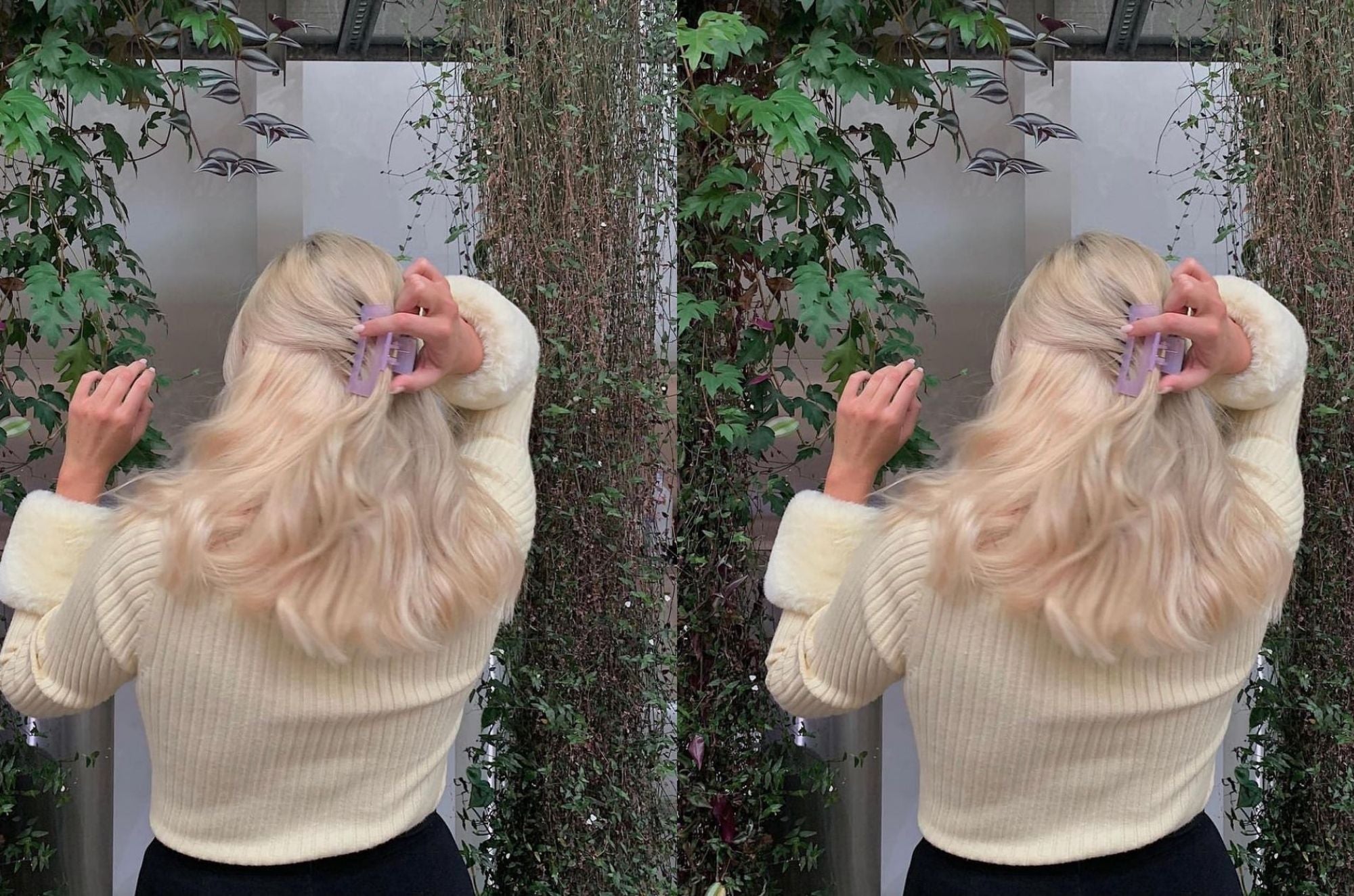 10 Hairstyles For Oily Hair Types girl in white dress wearing halo hair extensions