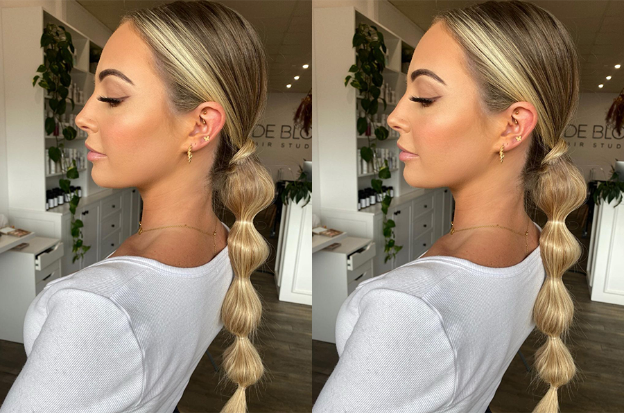 Image of Half-up ponytail hairstyle for oily hair