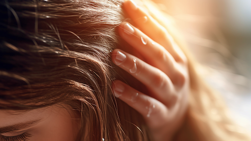 girl shows how to cure dry scalp 