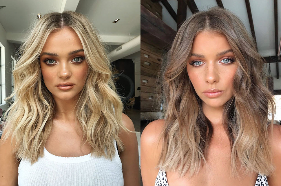woman wearing halo hair extensions