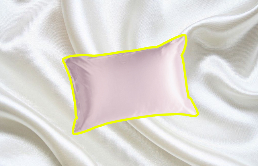 pink satin pillowcase on a silk pillowcase background