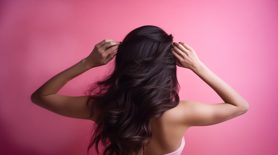 A picture of woman with a healthy scalp and a luscious hair.