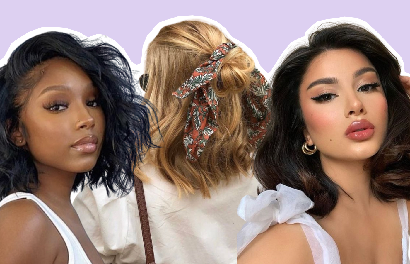 girl wearing sitting pretty halo hair extensions in short hairstyle