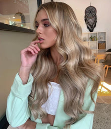 cream blonde halo hair extension